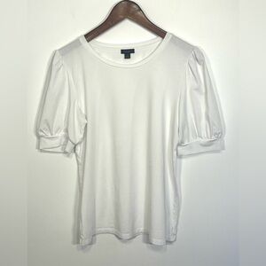 Ann Taylor puff sleeve pullover top blouse, closet basic cotton blend medium